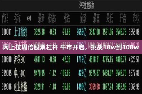 网上按周倍股票杠杆 牛市开启,挑战10w到100w