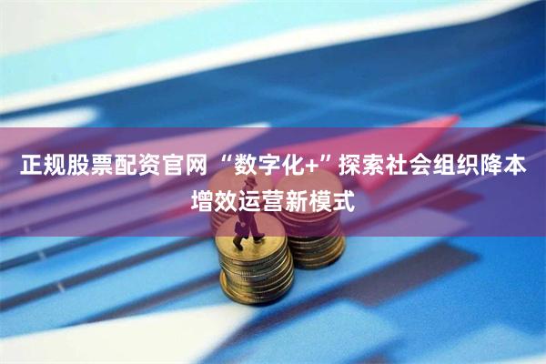 正规股票配资官网 “数字化+”探索社会组织降本增效运营新模式
