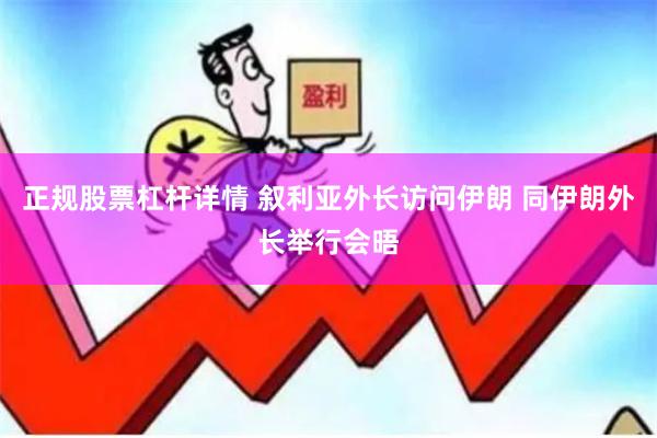 正规股票杠杆详情 叙利亚外长访问伊朗 同伊朗外长举行会晤